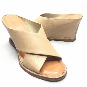 J. Jill Leather Criss Cross Nude Wedge Slip On